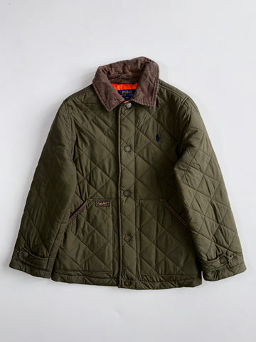 Polo Ralph Lauren Olive Quilted Jacket with Corduroy Collar (Xs)