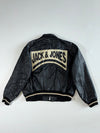 Jack & Jones Black Leather Varsity Bomber – Back Logo Patch (L/XL)