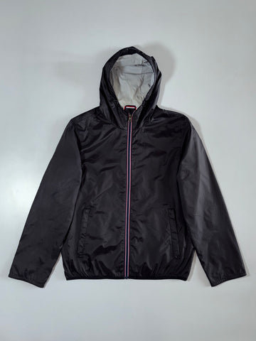 Tommy Hilfiger Black Hooded Windbreaker Jacket (L/XL)