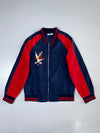 Vintage Eagle Embroidered Varsity Bomber Jacket Navy/Red (S)