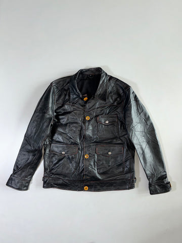 Vintage Horsehide Chrome Hardware Leather Jacket  (M)
