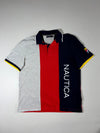 Nautica | Colorblock Vertical Logo Polo Grey Red Navy | (2XL)