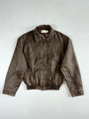 Areuban Distressed Brown Suede Zip Bomber with Contrast Stitching & Elastic Hem, (M)
