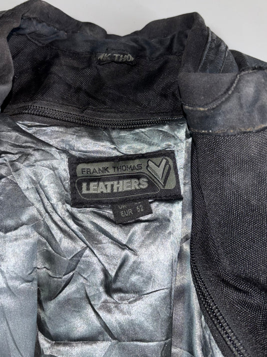 Vintage Frank Thomas Titanium Pro Genuine Leather CE Guard Protected Moto Racing Jacket (M/L)