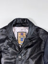 Dakota | Black Leather Car Coat – Nylon Sleeves Federal League Label | (XL)