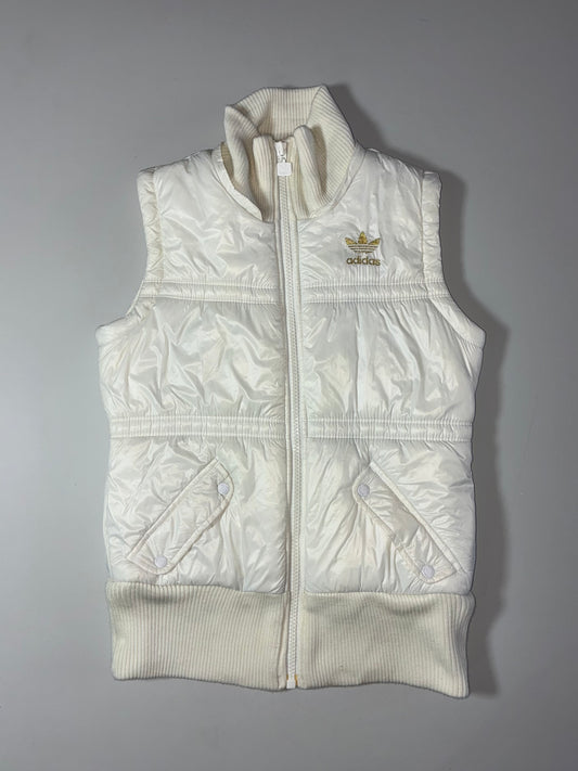Adidas | White Ribbed-Trim Puffer Vest womens (XS)
