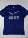 Nike "Just Do It" Swoosh Tee – Navy Blue Graphic Crewneck (XL)