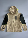Adidas W.N.D. Sand Beige & Black Neon Accent Hooded Windbreaker Jacket — Recycled Polyester | Size (M/L)
