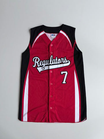 Athletic Knit "Regulators" #7 Red Black Sleeveless Baseball Jersey  (S)