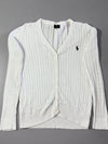 Polo Ralph Lauren White Cable Knit Cardigan with Navy Pony Women’s (S)