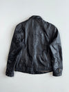 Vintage Genuine Leather Bomber Jacket with Epaulettes (S)