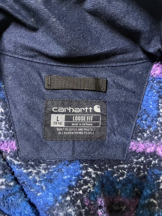 Carhartt Aztec Print Sherpa Fleece Half-Zip Pullover – Navy Purple (XL)