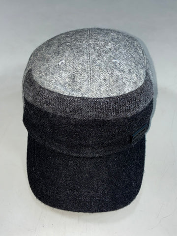 Black Yak Wool Military Cadet Cap – Two-Tone Grey, Metal Logo Plate (Adjustable)
