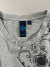 Nippon Blue Grey Long Sleeve Tee – Baroque Print with Embroidered Rose (L)