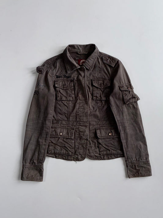 Sublevel Rock Angel Brown Military Cargo Jacket Women’s (Xs)