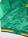 Vintage Majestic Oakland A's Green Satin Bomber Jacket (2XL)