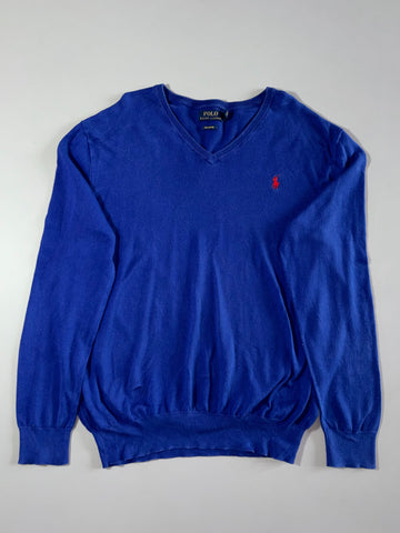Polo Ralph Lauren Royal Blue V-Neck Sweater – (L)