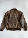 Vintage m Brown Leather Bomber Jacket with Western Frontier Map Lining Jacket (XL)