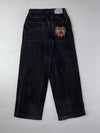 Vintage JNCO Jeans Black Wide-Leg Bulldog Embroidered Baggy Denim(W:28) (L:40)
