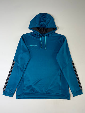 Hummel Chevron Performance Pullover Hoodie – Teal Blue (M)