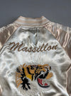 Browny Satin Souvenir Bomber Jacket | Cream/Gold (S/M)