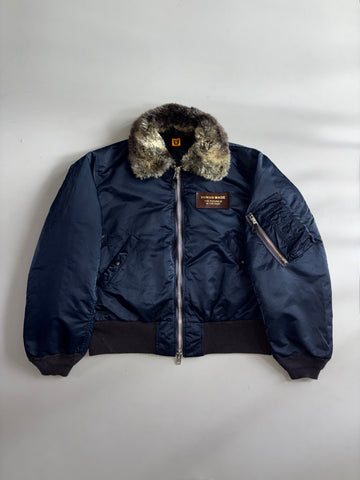 Human Made MA-1 Bomber Jacket with Faux Fur Collar – Navy Blue (L/XL)
