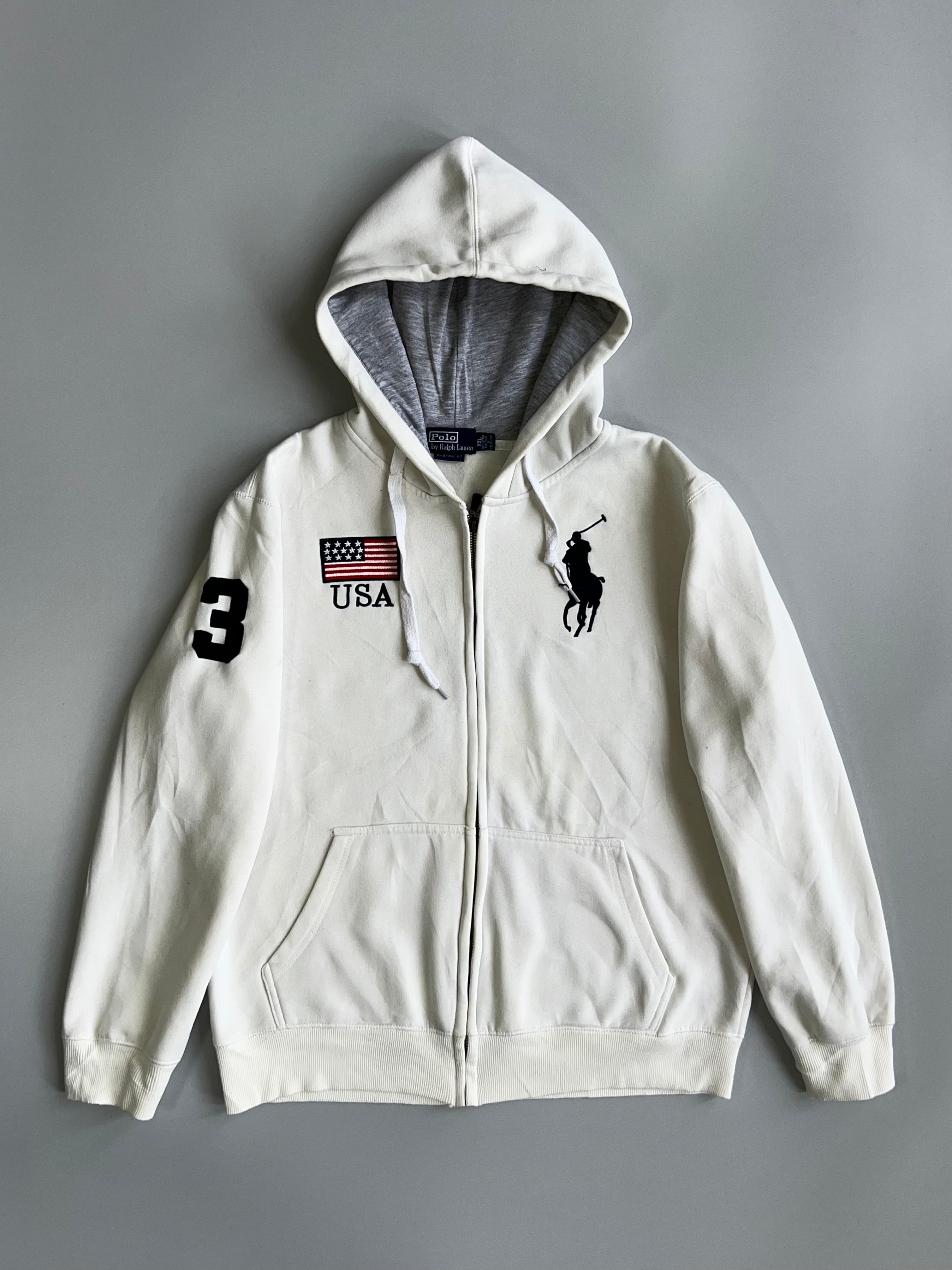 polo ralph lauren パーカー ビッグポニーホワイト drip Polo Ralph Lauren | Big Pony USA Flag Zip Hoodie (L) – Drip Drop