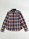 5th Street Premium Patch Embroidered Plaid Flannel Shirt – Brown/Navy (S)