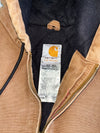 Carhartt Active Hooded Jacket Quilted Lined Faded Brown Duck Canvas (S/M)