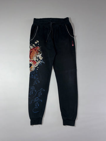 Nippon Blue Japanese Koi Embroidered Jogger Pants (W:33) (L:42)