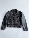 Jinglers Vintage Black Pure Leather Biker Jacket Belted Zip Up (L)