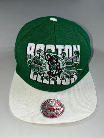 Mitchell & Ness Boston Celtics Green White Snapback (Adjustable)