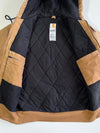 Carhartt Active Hooded Jacket Quilted Lined Faded Brown Duck Canvas (S/M)