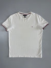 Tommy Hilfiger White Tipped Collar Slim Fit T-Shirt (L)