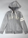 Tommy Hilfiger Port Full-Zip Hoodie – Grey Melange with Striped Sleeve (M)
