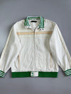 Coogi Vintage Cotton Zip Jacket Cream / Green Stripe with Back Crest Embroidery (XL)