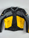Pilot Yellow/Black Racing Leather Jacket PADDED (M/L)