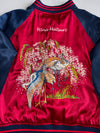 Japanese Sukajan | Hina Matsuri Crane Embroidered Souvenir Jacket | Maroon (M)