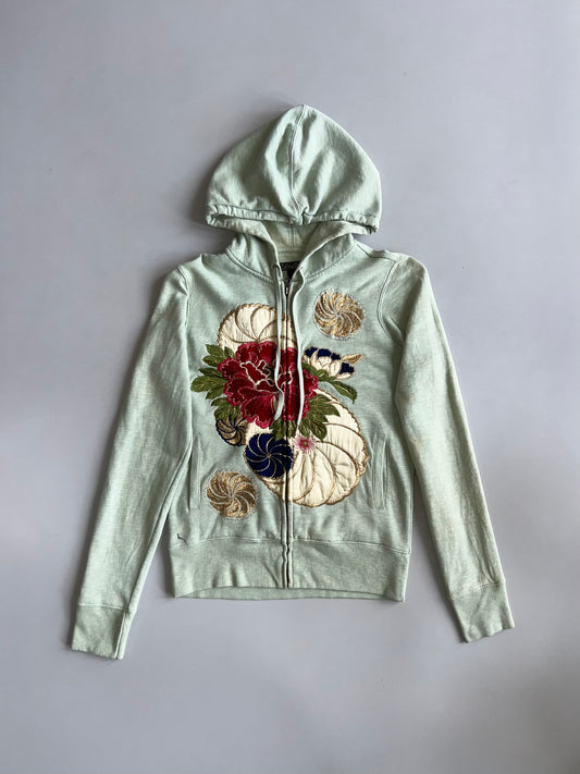 Floral Embroidered Zip Hoodie (XS/S)