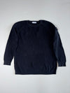 Stone Island Black Ribbed Knit Crewneck Sweater with Sleeve Badge (2XL)