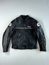 Bering Black & Grey Leather Motorcycle Racing Jacket Padded (M)