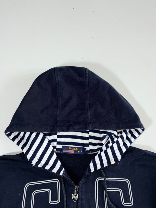 GS B-Enken Navy Striped-Hood Full Zip Hoodie (L)