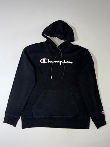 Champion Black Script Logo Hoodie (XL)