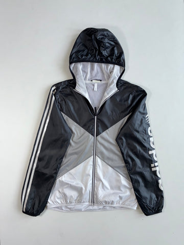 Adidas Neo Black & Grey Colorblock Hooded Windbreaker Jacket(S)