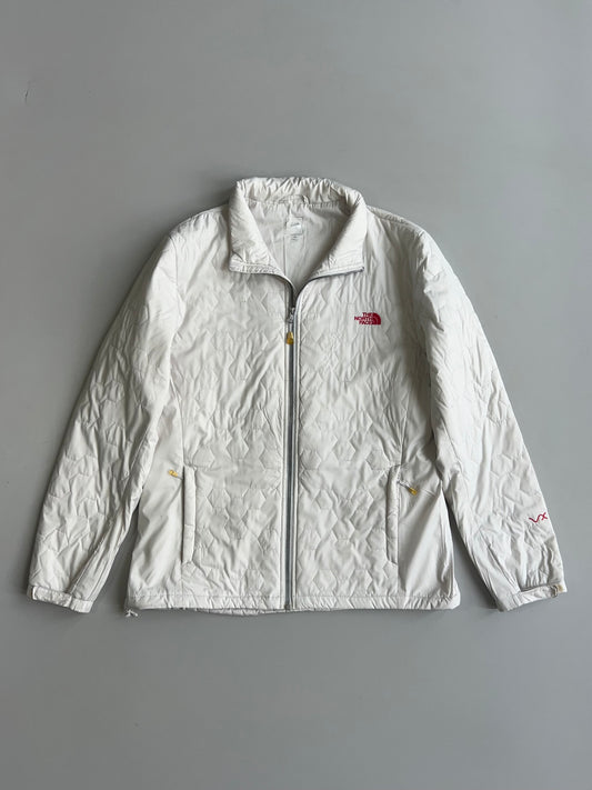 The North Face x VX Active White Diamond Quilted Insulated Jacket with Red Logo (M)
