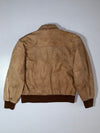 Global Identity Beige Distressed Leather Bomber Jacket (M)
