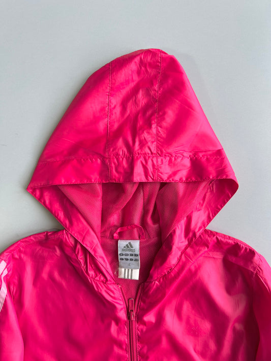 Adidas Three Stripe Hooded Windbreaker Jacket (M)