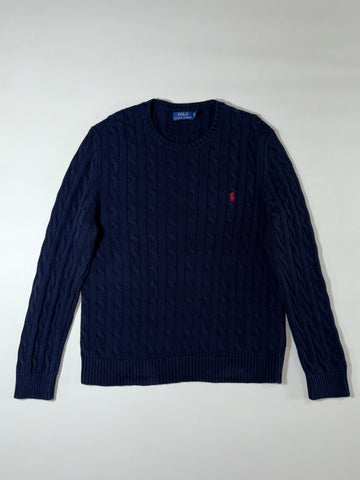 Polo Ralph Lauren Navy Cable Knit Crewneck Sweater (XL)