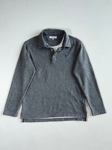 U.S. Polo Assn. Grey Fleece-Lined Long Sleeve Polo (M)