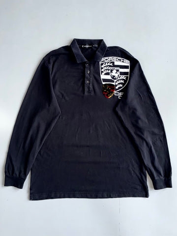 Eden Paulo x Porsche Crest Long Sleeve Polo Black (L)